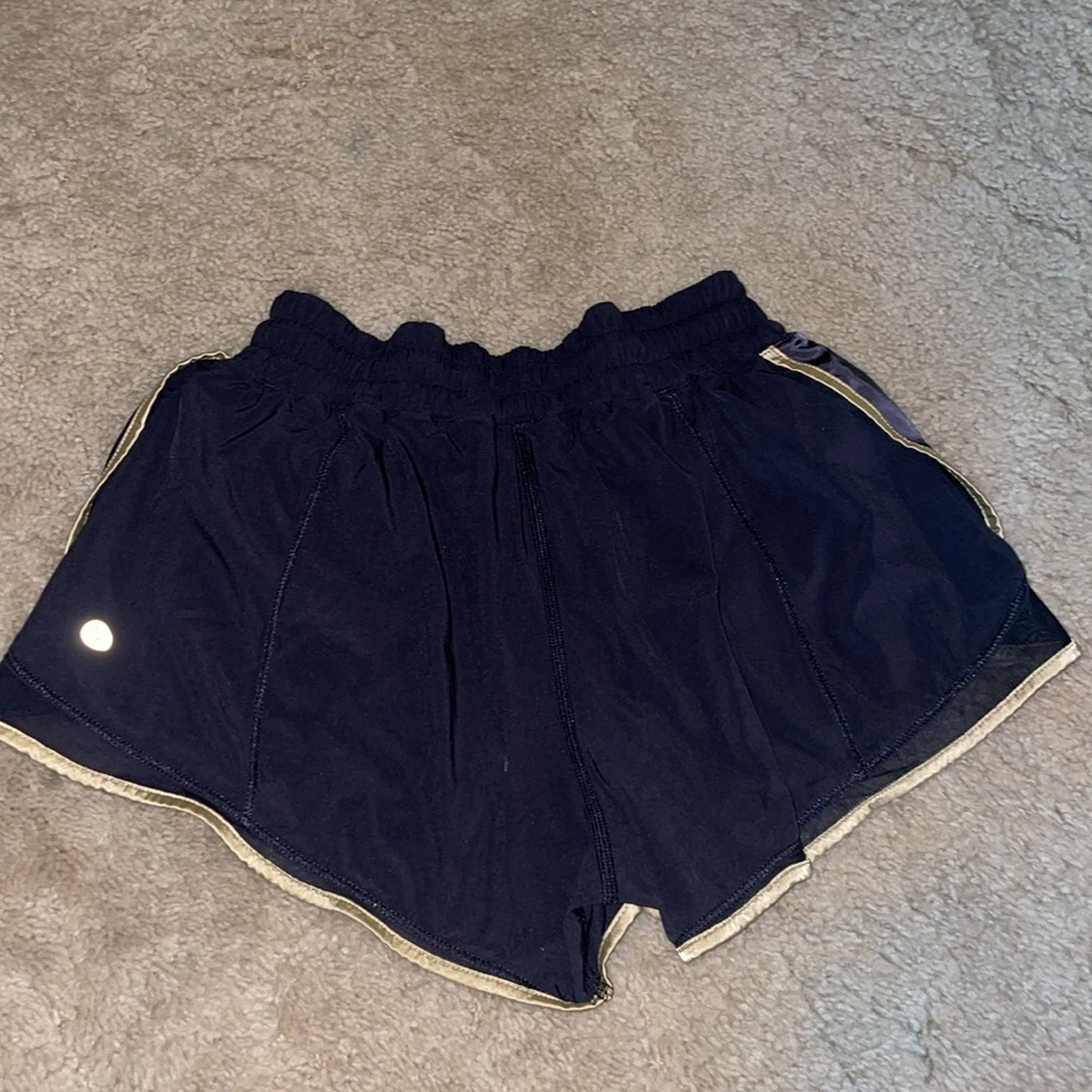 lululemon gold and black shorts
